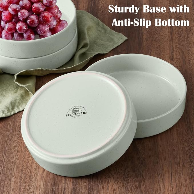 E-far Pasta Bowls Set of 4, 35oz Ceramic Large Salad Bowl Plates - Image 8