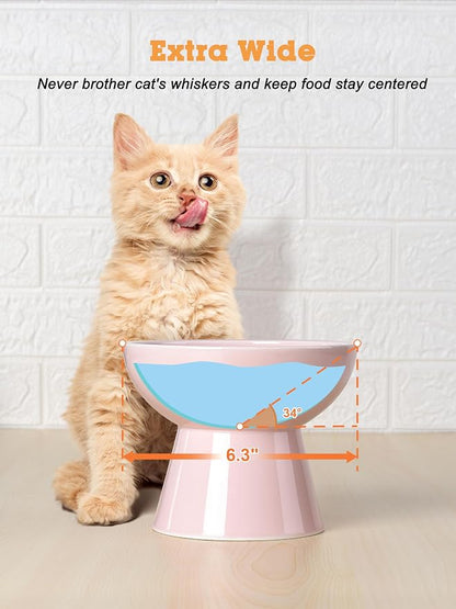 LoeJan Elevated Cat Food and Water Bowls Set, Extra Wide and Raised Ceramic - Image 6