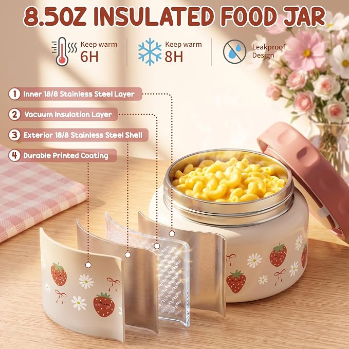 Fimibuke Kids Bento Lunch Box w/Insulated Water Bottle, Lunch Bag & Thermo | - Image 4