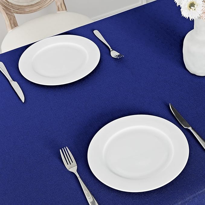2 Pack Rectangle Tablecloth, 52x70 inch, Water Resistant Wrinkle Free Linen Textured Table Cloth Washable, Decorative Fabric Table Cover for Dining, Party and Camping, Royal Blue