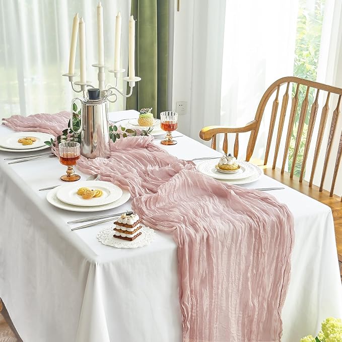 IVAPUPU Dusty Pink Table Runner 120 Inches - Image 8