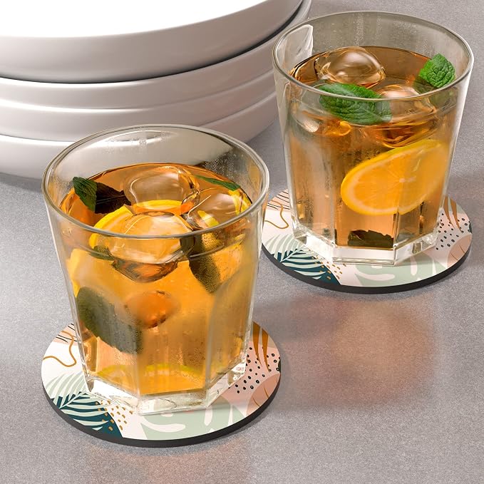 Coasters for Drinks, Kitchen Home Decor Housewarming Gift, Round 4 in - Image 2