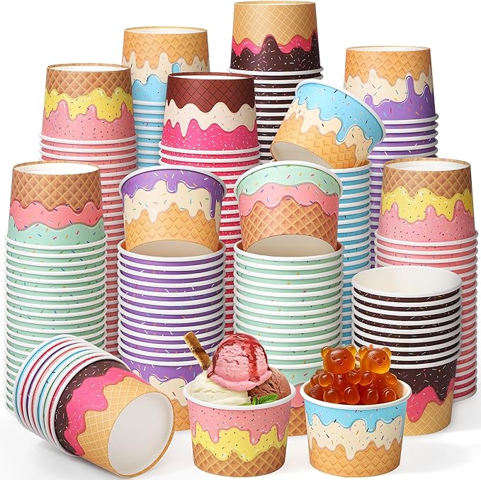 Aodaer 300 Pack 8 oz Paper Cups Disposable Ice Cream Bowls Dessert Cups Sundae by Aodaer
