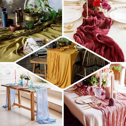Efavormart 10FT White Cheesecloth Table Runner, Gauze Fabric Boho Wedding Arbor - Image 5