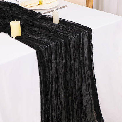 Snowkingdom 10 Ft Black Cheesecloth Table Runner, 120 inch Long Cheese Cloth - Image 6