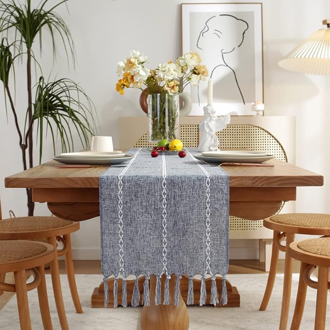 Rustic Boho Table Runner, Farmhouse Table Runners 72 Inches Long - Image 2