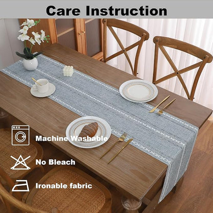 Gernaice Boho Table Runner, Rustic Cotton Linen Farmhouse Table Runners - Image 5