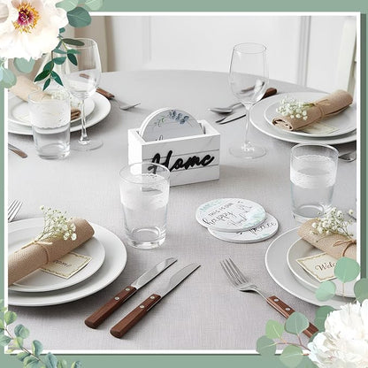 Queekay Coasters Set of 6 House Warming Gifts New Home Wooden Farmhouse Drink - Image 6