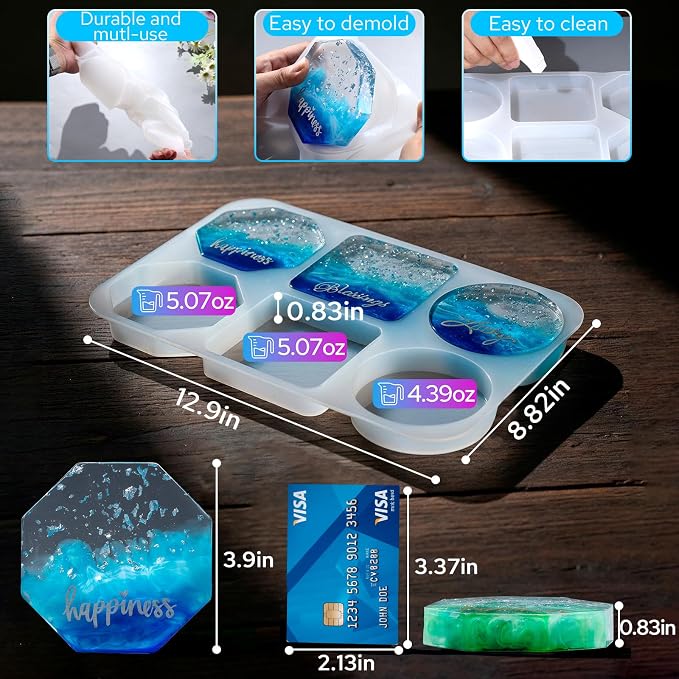 LET'S RESIN Extra Deep Coaster Resin Molds, 4Inches 6 Cavity Silicone Molds | - Image 3