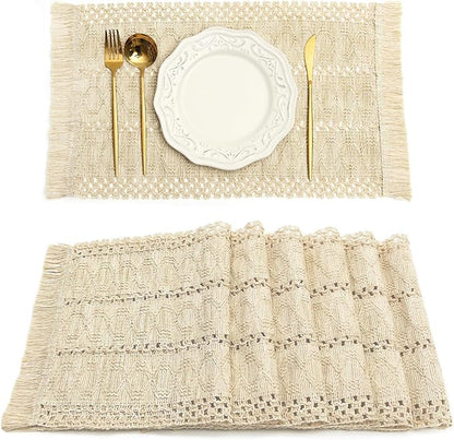 Boho Placemats Set of 6 Table Mats Farmhouse Home Dining Decor | 12x20" Place by FEXIA