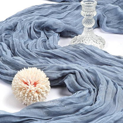 12 Pack 10Ft Dusty Blue Cheesecloth Table Runner 23 x 120 Inch | Gauze Rustic - Image 3