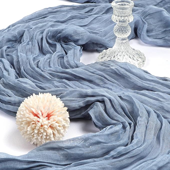 6 Pack 10Ft Dusty Blue Cheesecloth Table Runner 23 x 120 Inch | Gauze Rustic - Image 3