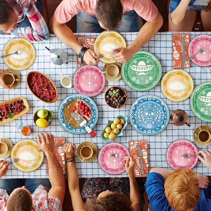 Mexican Fiesta Paper Plates and Napkins Party Supplies Serve 60 | 180PCS - Image 5
