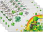 Giwawa St Patricks Day Placemats Set of 4-12"x18" Lucky Clover Tree Elf Hat Place Mat- Spring Shamrock Rainbow Colorful Linen Washable Table Mats for Kitchen Dining Holiday Party Tabletop Decor