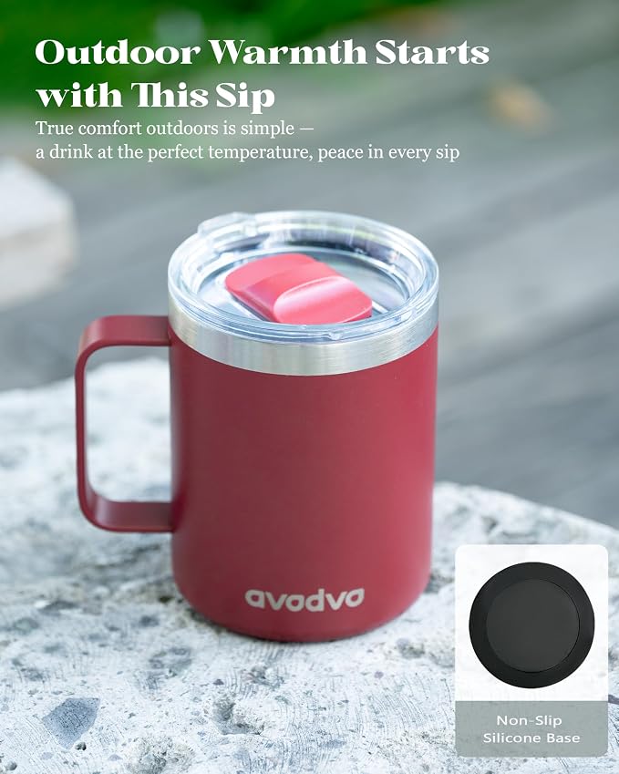12oz Insulated Coffee Mug with Lid – Includes Two Lids, Stainless Steel Coffee - Image 6