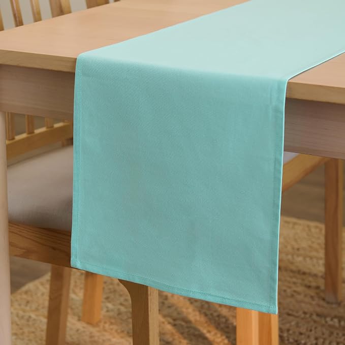 Encasa XO Table Runner, Cotton Canvas Dining Runner 13"x72" | Egg Blue by EncasaXO