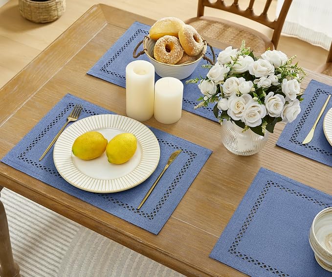 Farmhouse Burlap Place Mats, 12 x 18 Inch | Double Layer, Thick Textured - Image 3