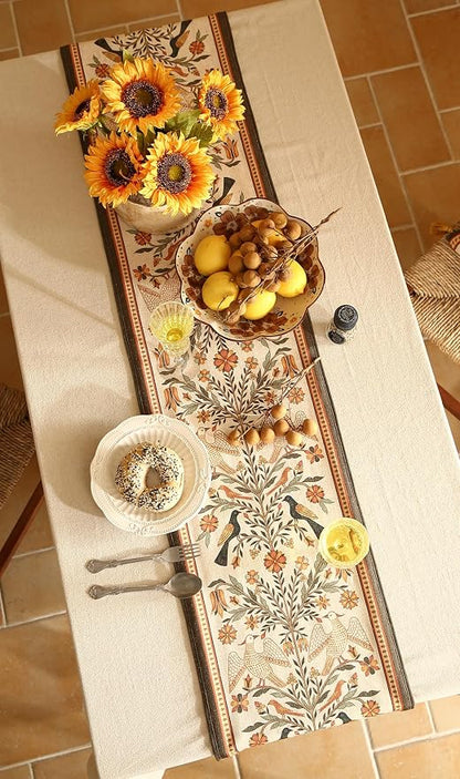 bilin gaier Designer French Linen Small Table Runner, Floral Pattern, Dining - Image 7