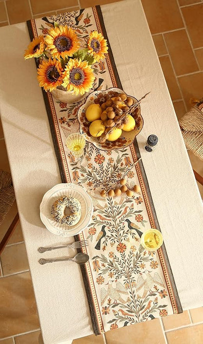 bilin gaier Designer French Linen Extra Long Table Runner, Floral Pattern - Image 8