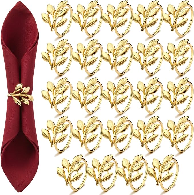WILLBOND Leaf Napkin Rings Holders Fall Party Napkin Rings by Willbond+Technology+Limited