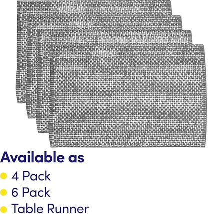 Sweet Home Collection 100% Cotton Placemats for Dining Room Rectangle Two Tone Woven Fabric 13" x 19" Soft Durable Table Mat Set, Set of 6, Gray