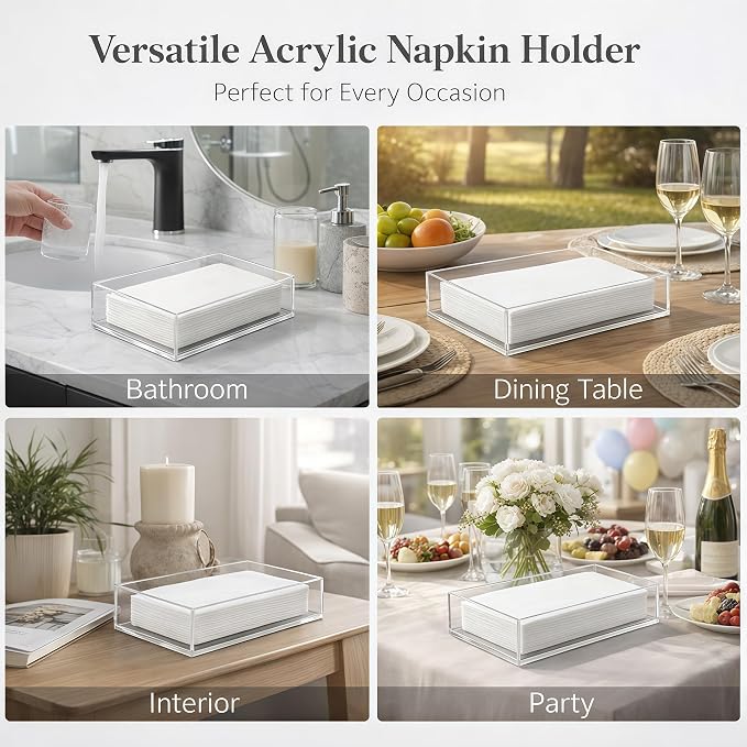 Fengzhe Acrylic Guest Towel Napkin Holder, Disposable Paper Towel Holder - Image 4
