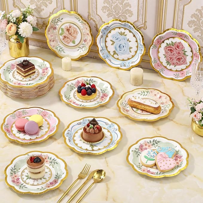 72 Pcs 6 Inch Floral Paper Plates - Image 2