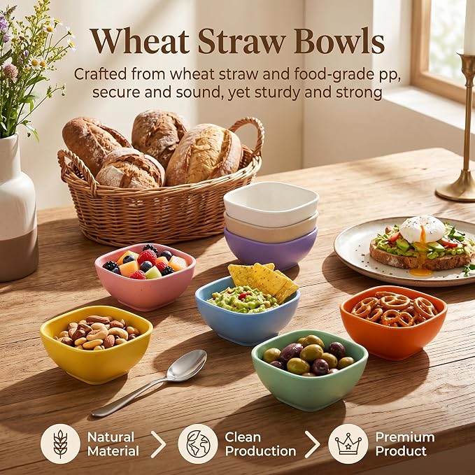 5oz Soy Sauce Dish, Unbreakable Wheat Straw Bowls Set of 8, Microwave Safe - Image 3