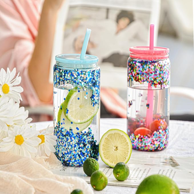 AGH 20OZ Plastic Snow Globe Tumbler, Reusable Mason Jar - Image 6