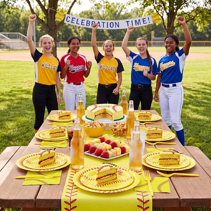 100 Pcs Disposable Softball Party Tableware Set - Image 6