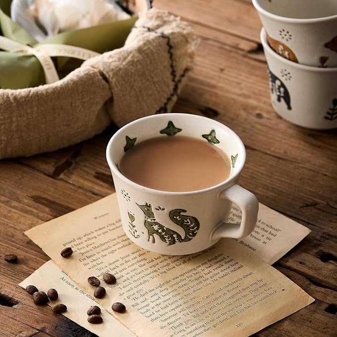 12 oz Vintage Ceramic Coffee Mug Set of 4 - Image 8