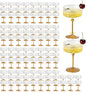 XUWAIDSGN 100 Pcs Champagne Martini Glasses 9 Oz with Gilded Removable Gold Rim Coupe Glasses Pink Martini Glasses Plastic Mimosa Vintage Coupe Glasses Set For Wedding Anniversary (100, Ribbed Gold)