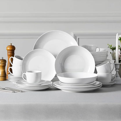 MALACASA 30-Piece Porcelain Dinnerware Set, Microwave & Dishwasher Safe - Image 7