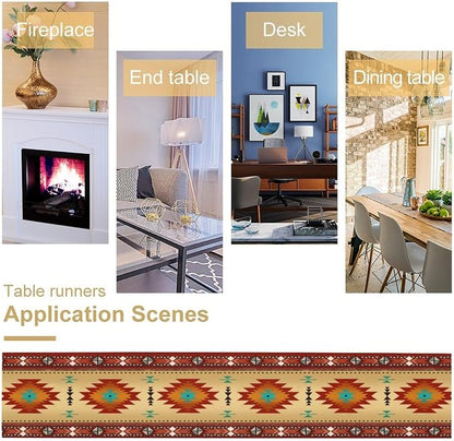 Aztec Southwest Table Runner, Ethnic Style Geometric Triditional Kitchen Table - Image 6
