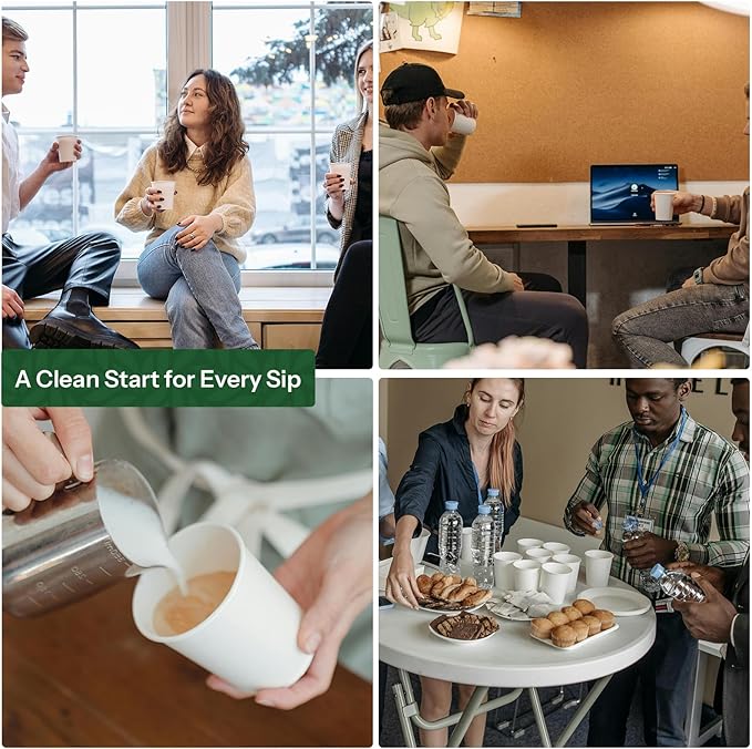 12 oz Coffee Cups Disposable White Paper Cups, 500 Pack BPA Free Leak Proof Hot Cups, 300GSM Thickened Disposable Cups,Unbleached Hot Cold Drink Cups for Everyday Home Office Coffee Bar Party Supplies