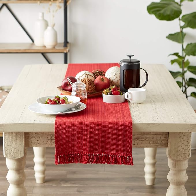 DII Variegated Tabletop Collection, Table Runner3x108, Tango Red - Image 4