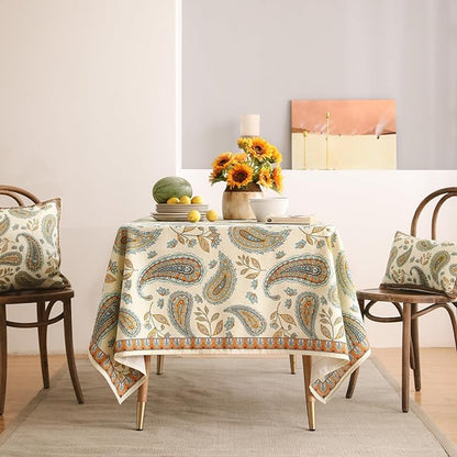 patdrea Designer Vintage French Rectangle Table Cloth,Italian Floral Wrinkle Free Farmhouse Tablecloth,Decor Table Cover for Kitchen Dining,Christmas,Tea Party,Thanksgiving,55"x71"-Lysaniya