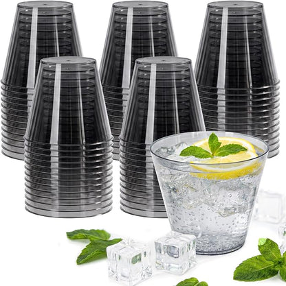 50 Pack 9oz Transparent Black Plastic Cups, Fancy Disposable Cocktail Cup | by Unknown