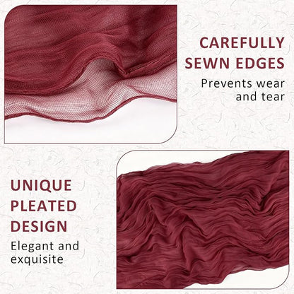 Cheesecloth Table Runner, 120 Inch 10 FT, Burgundy | 1 Pack, 35x120 Inches Boho - Image 4