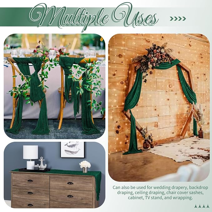 15 Pack Emerald Green Table Runner 17 x 108inch Cheesecloth Table Runner Boho - Image 5