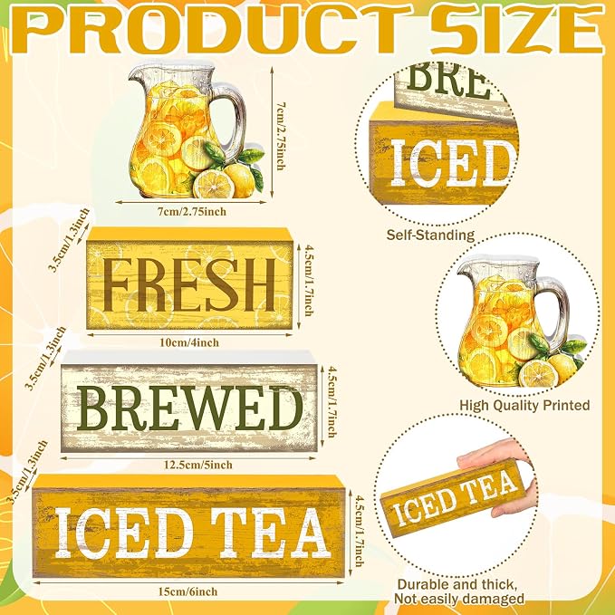 Moucuny 4 Pcs Summer Lemon Decor Summer Table Decorations Fresh Brewed Iced Tea - Image 3