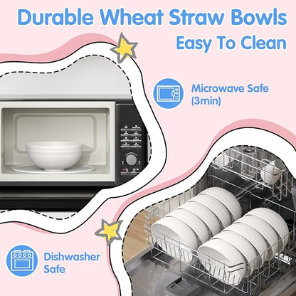 Quatish 10 PCS Unbreakable Cereal Bowls, Dishwasher & Microwave Safe Wheat - Image 3