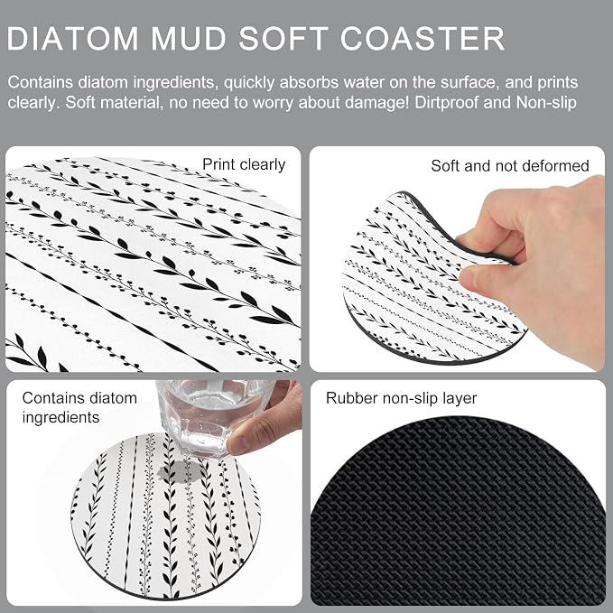 Modern Minimalist Art Coasters Set of 4, Absorbent Coasters - Image 9