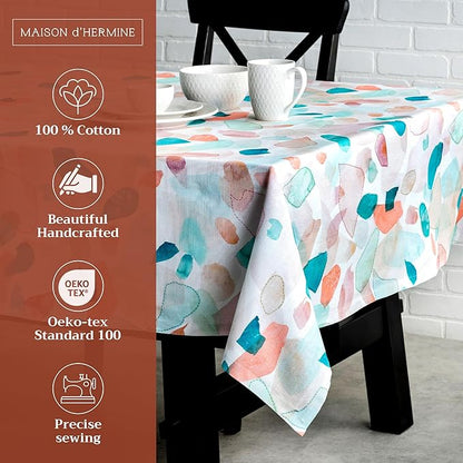 Maison d' Hermine Table Cloth Square Table 100% Cotton 60 x 60 Inches Tablecloth Reusable Decorative for Dining Room Farmhouse Home Valentines Day Decorations Spring Summer - Summer Picnic