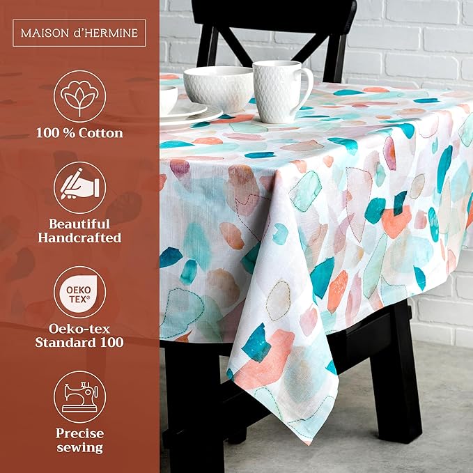 Maison d' Hermine Table Cloth Rectangle Table 100% Cotton 70 x 120 Inches Tablecloth Reusable Decorative for Dining Room Farmhouse Home Valentines Day Decorations Spring Summer - Summer Picnic
