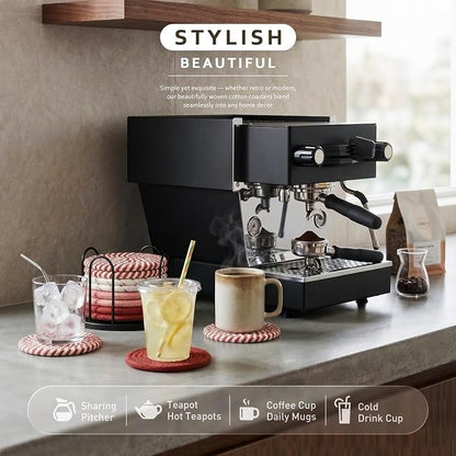 Lazebox Coasters Set of 8 for Drinks, 4 Inch Large Coasters for Coffee Table - Image 3