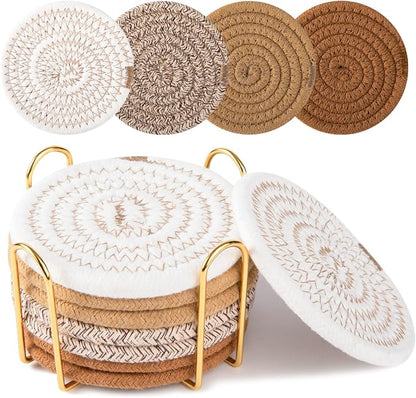 OIAHOMY 8 Pcs Coasters with Holder by MasterofSpaceOptimization