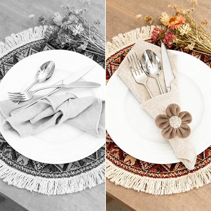 Napkin Rings Set of 6 Handmade Rustic Napkin Rings Reusable Boho Napkin Ring - Image 6