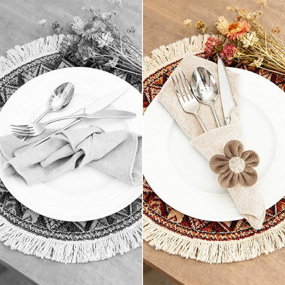 Napkin Rings Set of 6 Handmade Rustic Napkin Rings Reusable Boho Napkin Ring - Image 6