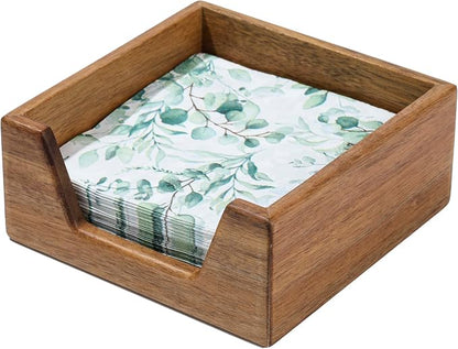 Cocktail Napkin Holder for 5.5 x 5.5 inch Napkin, Acacia Wood Napkin Holder | by Aoravvik